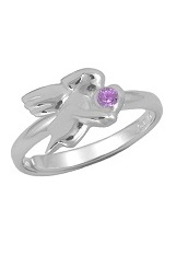 gorgeous silver Swarovski angel June birthstone baby ring